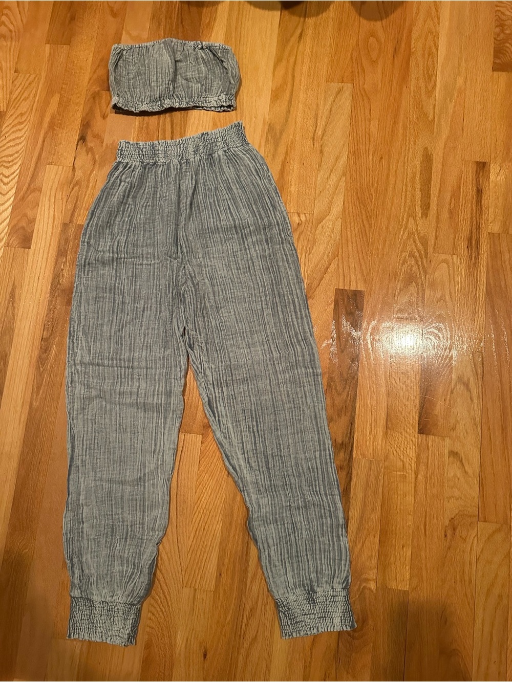 ASOS Grey Smocked Jogger Pants with Matching Bandeau